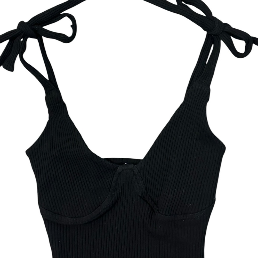 Black Tie-Shoulder Bodysuit - Picture 6 of 8